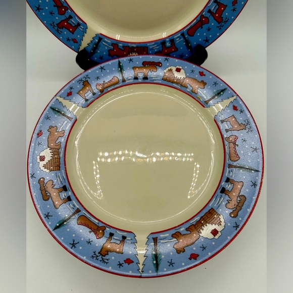 Set of 6 Meiwa Pine Lodge Stoneware Christmas Dinner Plates Leanne Anderson 10”